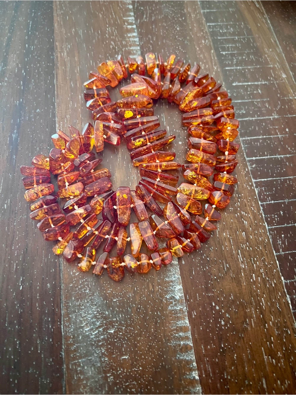 Handcrafted Amber Bead Necklace - Deep Honey Amber